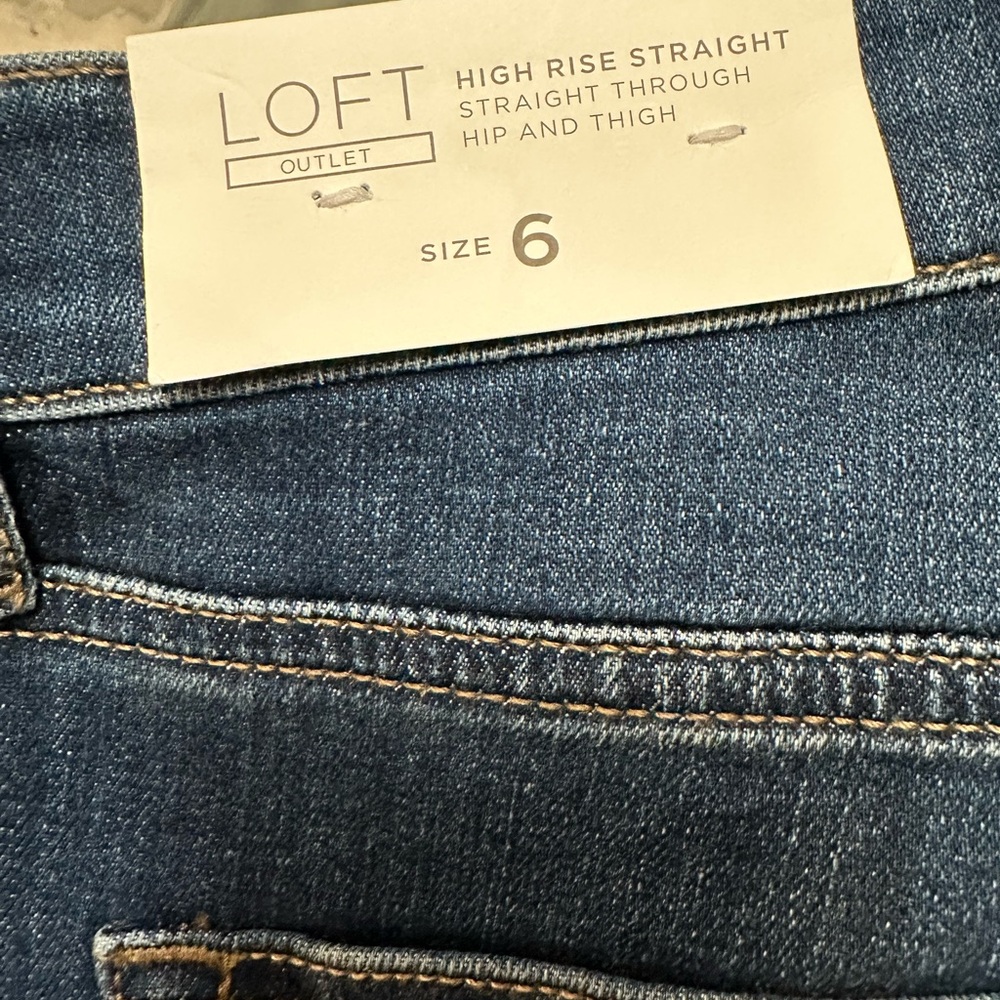 LOFT High Rise Straight Jeans - Indigo